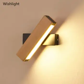 

Nordic Wall Lamp Bedroom Bedside Wall Light Solid Wood Aisle Simple Modern Creative Rotating Light Reading LED Lamp