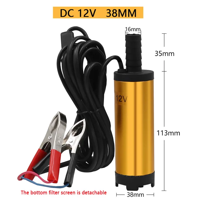 12V DC Diesel Fuel Water Oil Car Camping Fishing Submersible Transfer Pump 12V 38mm folder