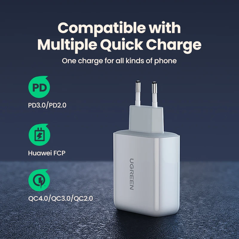 Быстрое зарядное устройство UGREEN PD45W Quick Chrarger 4 0 3 USB Type C QC3.0 для iPhone ноутбука PD