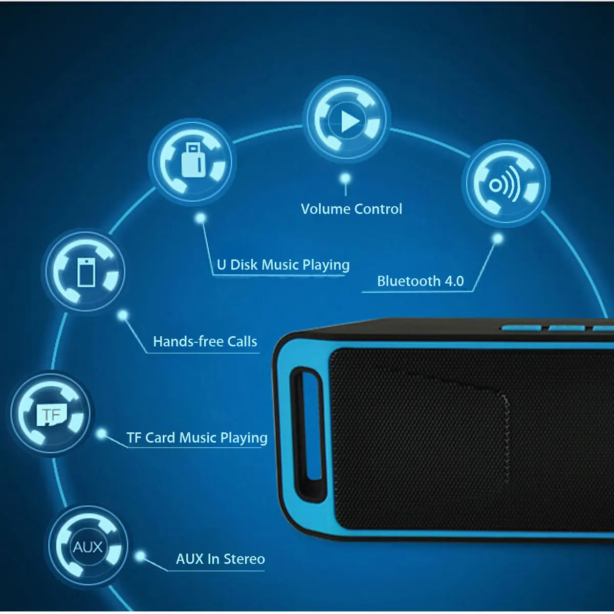 Мини bluetooth динамик беспроводной портативный стерео звук 10 Вт сабвуфер MP3 музыка аудио AUX с микрофоном для Android