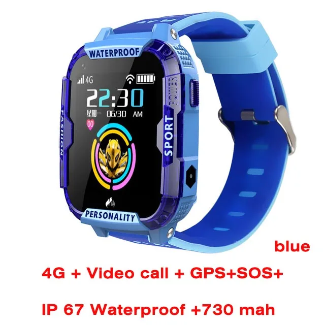 Синий Greentiger 4G умные часы Детские видео звонки gps Wifi SOS IP67 Водонепроницаемый Будильник камера K22 Детские умные часы VS Q90 A36E - Цвет: Синий