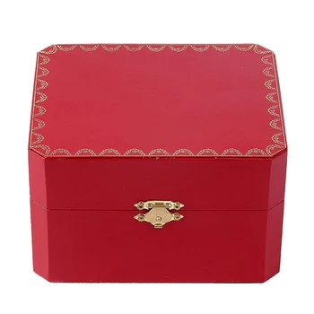 

Red Watch Box PU Leather Mens Watch Organizer Jewelry Display Case