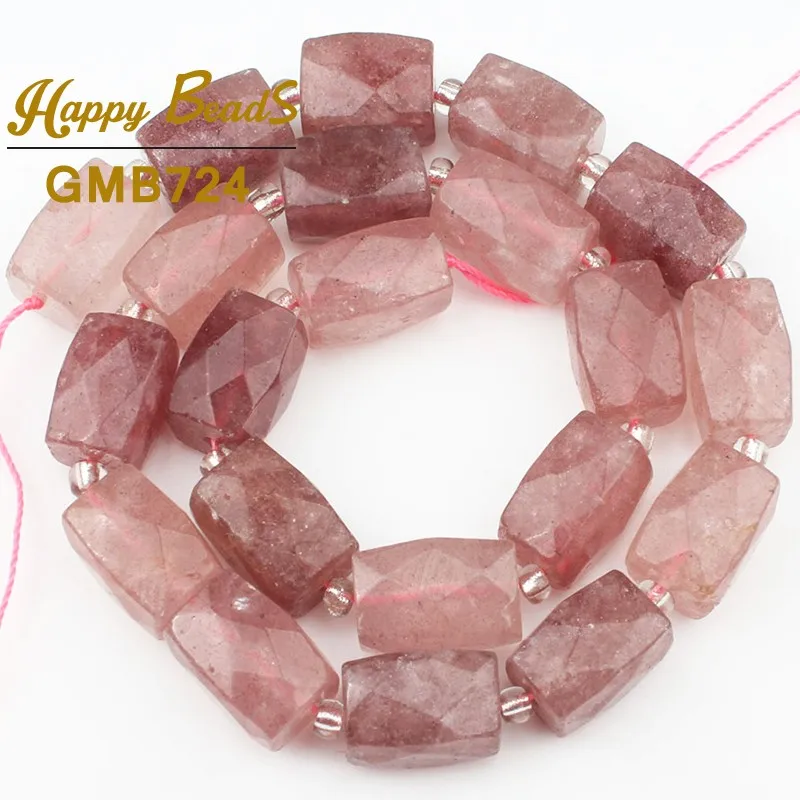 

Natural Faceted Strawberry Quartz Beads Irregular Column High Quality Loose Bead For Jewelry Making Diy Pendant Bracelet 11x16mm