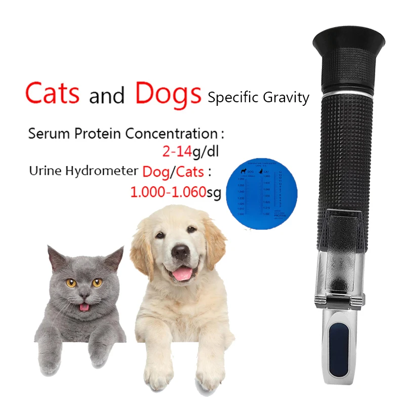 

2-in-1 Refractometer For Pet Cat Dog Veterinary Serum Plasma Protein Hemoglobin Tester Urine 1.000-1.060sg Specific Gravity Test