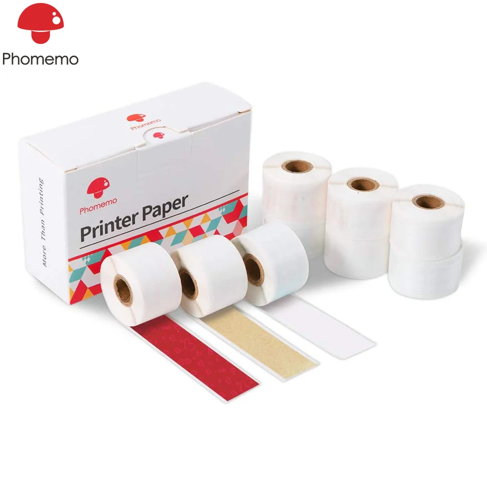 

9 Rolls Phomemo Sticker Paper Roll for Phomemo M02S Mini Pocket Printer 15mm x 3.5m Self-Adhesive Printable Photo Adhesive Paper