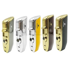 COHIBA металлический Змеиный рот форма 3 струйный синий огонь фонарь Прикуриватель ветрозащитный с сигарой удар Подарочная коробка курительный инструмент