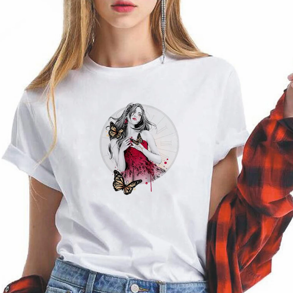 

England Style Woman Tshirt Top Plus Size Harajuku Sexy Pulp Fiction Designer Europe America Edgy Casual Woman Aesthetic Clothes