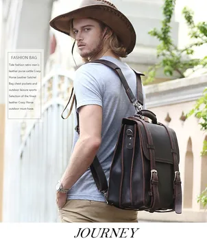 

Tiding Luxury Thick Handmade Leather Travel Backpack Men Fashion Personality Rucksack Daypack Overnight Weekender Bag Dark 1111