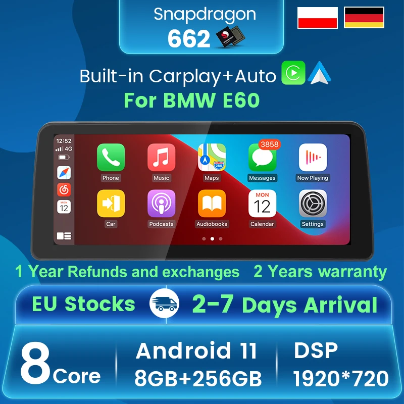8G 256G Android 11 BT Carplay Auto Car dvd FOR BMW 5 Series E60 E61 E63 E64 CCC CIC IDrive GPS Navigation Multimedia Radio | Автомобили и