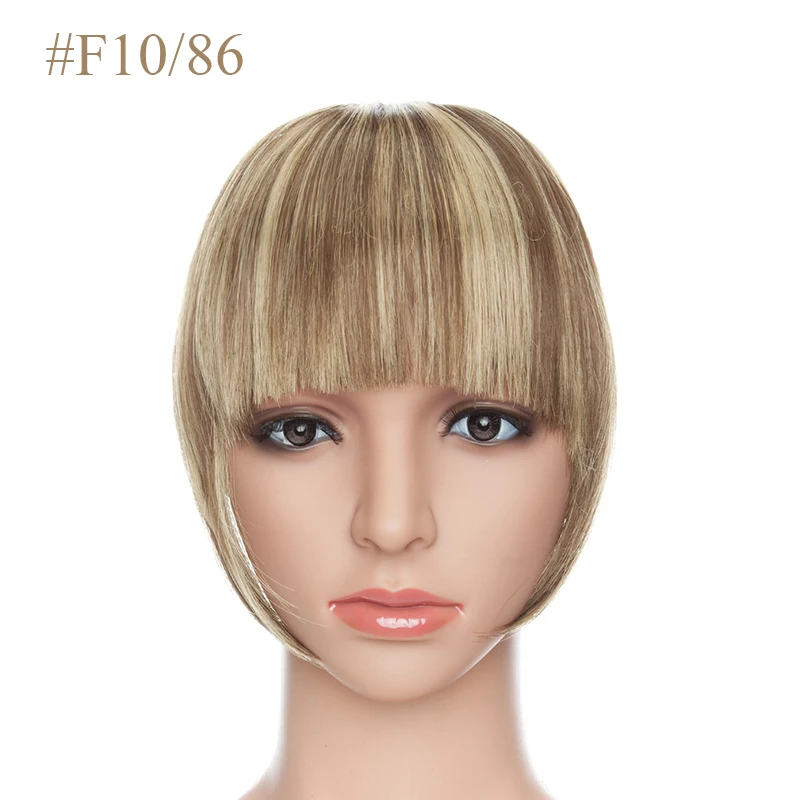 S-noilite, 8 дюймов, синтетические волосы на заколках для наращивания, для женщин, спереди, затычки, бахрома, волосы, черный, коричневый, челка, 2 зажима, ins - Цвет: F10-86