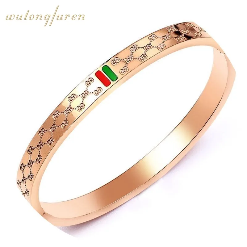 

Simple temperament Joker Japan and South Korea version of the tide cross grain G titanium steel rose gold bracelet