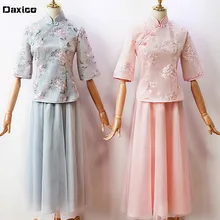 Cheap Chinese Traditional Cheongsam Dresswoman Bridesmaid Dress Lady Wedding Party Costume Lady Elegance Vintage Qipao Dance Wear Cheap Chinese Traditional Cheongsam Dresswoman Bridesmaid Dress Lady Wedding Party Costume Lady Elegance Vintage Qipao Dance Wear