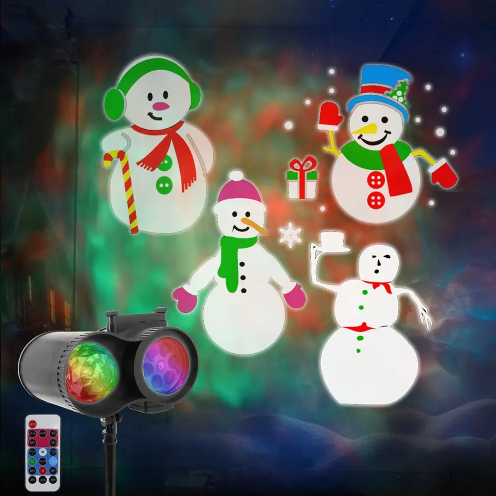 Портативный светильник для проектора на Рождество, Хэллоуин, двойная трубка, водяной знак, светодиодный светильник для проекта, 10 цветов, 20 узоров, праздничное украшение