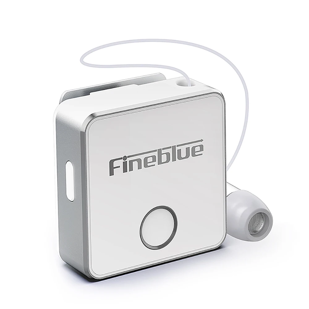 Fineblue F1 Bluetooth 5,0 зажим для наушников на кабель вытяжной наушник беспроводные музыкальные гарнитуры Вибрация оповещения Hands-free w/Mic - Цвет: Белый