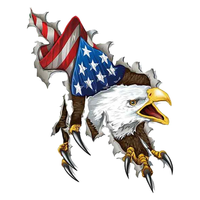 13cm x 10.4cm for Eagle Ripping American Flag Funny Car Stickers Vinyl Waterproof RV VAN Accessories JDM Graphics | Автомобили и