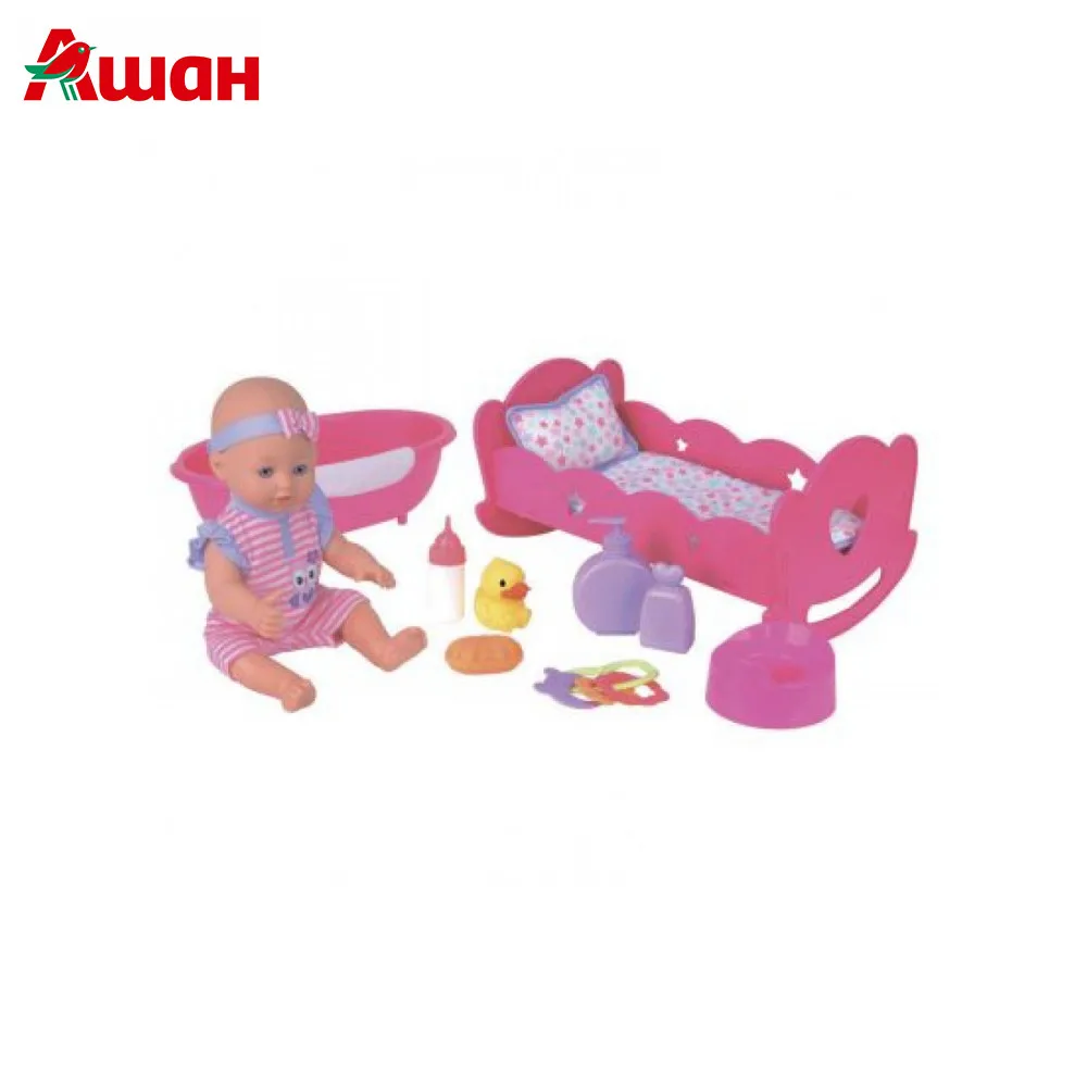 Пупс в кроватке с аксессуарами 35см ONE TWO FUN
