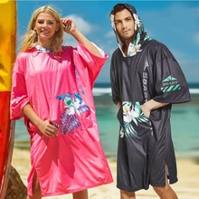 Пляжный халат, короткий рукав, карман, Быстросохнущий модный Халат с капюшоном, домашняя пижама одежды, пляжное полотенце для купания, быстросохнущее полотенце
