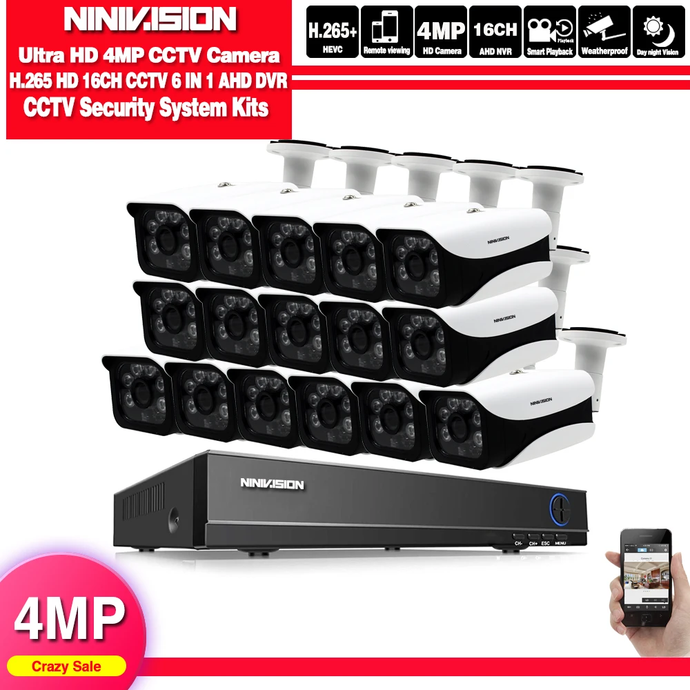 Белый H.265 5MP HDMI AHD CCTV DVR 4.0MP уличная инфракрасная камера видеонаблюдения 16CH CCTV система 2560*1440P металлический корпус камеры наблюдения комплект - Цвет: Белый