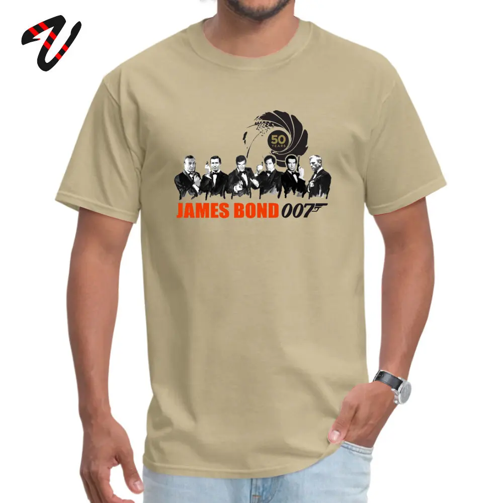 JamesBond Crewneck T Shirts Father Day Tops T Shirt Short Sleeve Fashionable All Cotton Casual Tee Shirts Funny Adult 062715James-Bond-007 beige