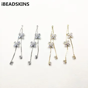 

New arrival!70x9mm 30pcs Chain with Cubic Zircon charm/Connectors for Jewelry accessories/earrings accessories/Earring parts DIY