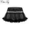 Sexy Mens Sissy Skirt Satin Elastic Waistband Frilly Ruffled Soft Tulle Layered skirt Short Mini Tutu Exotic Skirt ► Photo 1/6
