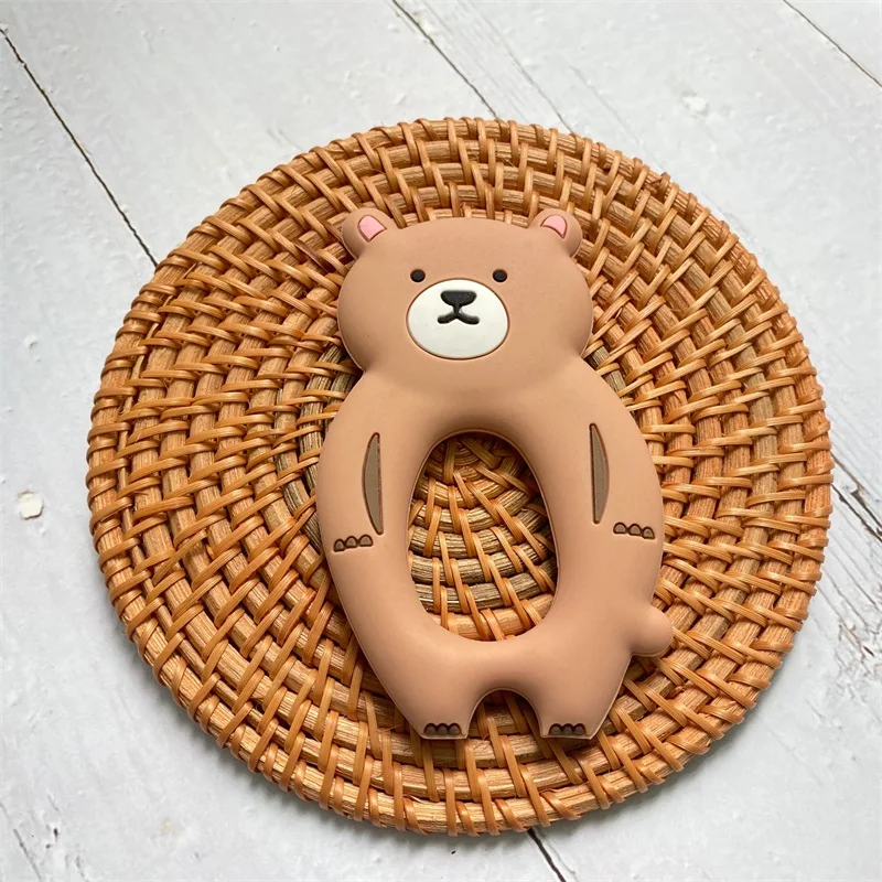 1pcs  실리콘 Teether 설치류 실리콘 동물 곰 젖꼭지 치아 펜던트 BPA 무료 실리콘 구슬 씹는 Biter 어린이 용품