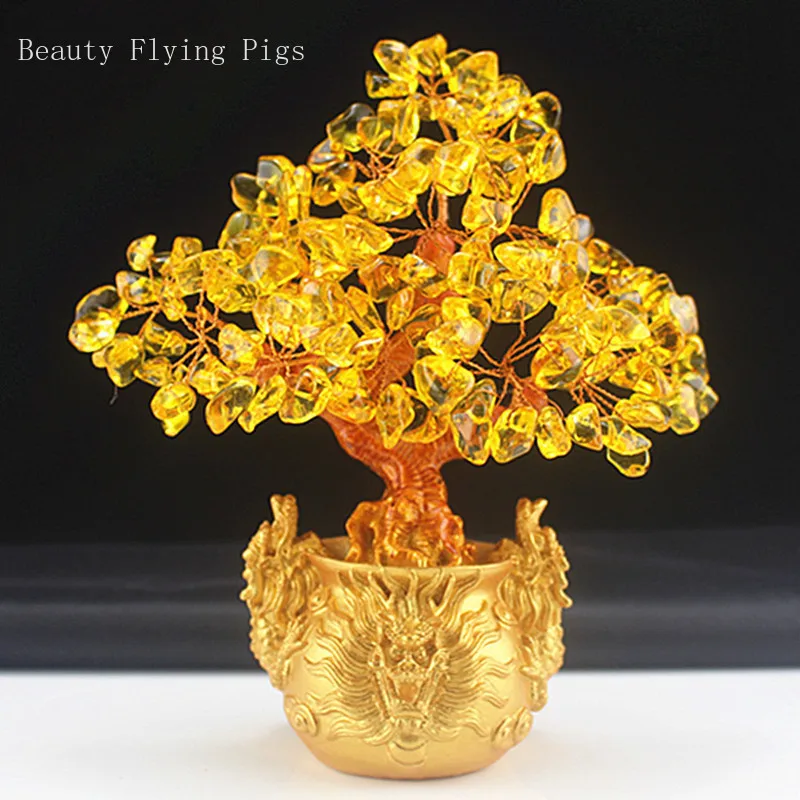 

Chinese Feng Shui Crystal Lucky Fortune Tree Sculpture Ornaments Living Room Desktop Decoration Housewarming Opening Gifts