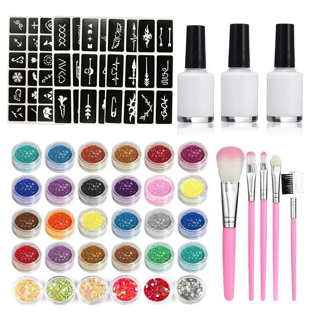 Diamond Glitter Tattoo Set Semi-permanent Simple Tattoo Template Send 60 Template Set Body Painting Art For Kids Teenagers