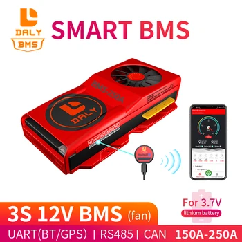 

Daly Smart BMS 3S 12V 150A 200A 250A Bluetooth 485 to USB device NTC UART software togther Lion LiFepo4 Battery BMS With Fan