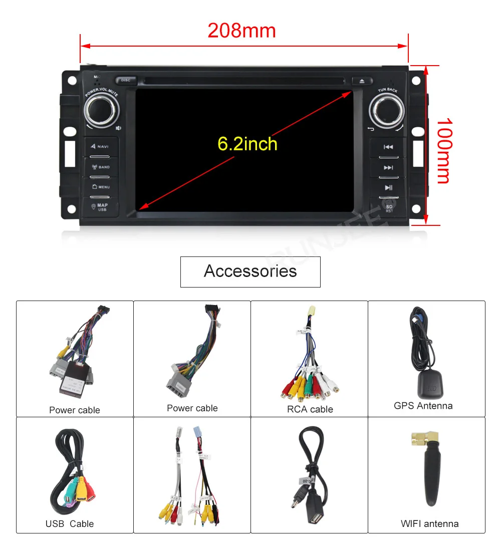 RUNJEE 6,2 дюймов gps навигация Android 9 PX6 автомобильный dvd-плеер для JEEP Патриот Компас/DODGE Journey/Chrysler Sebring BT