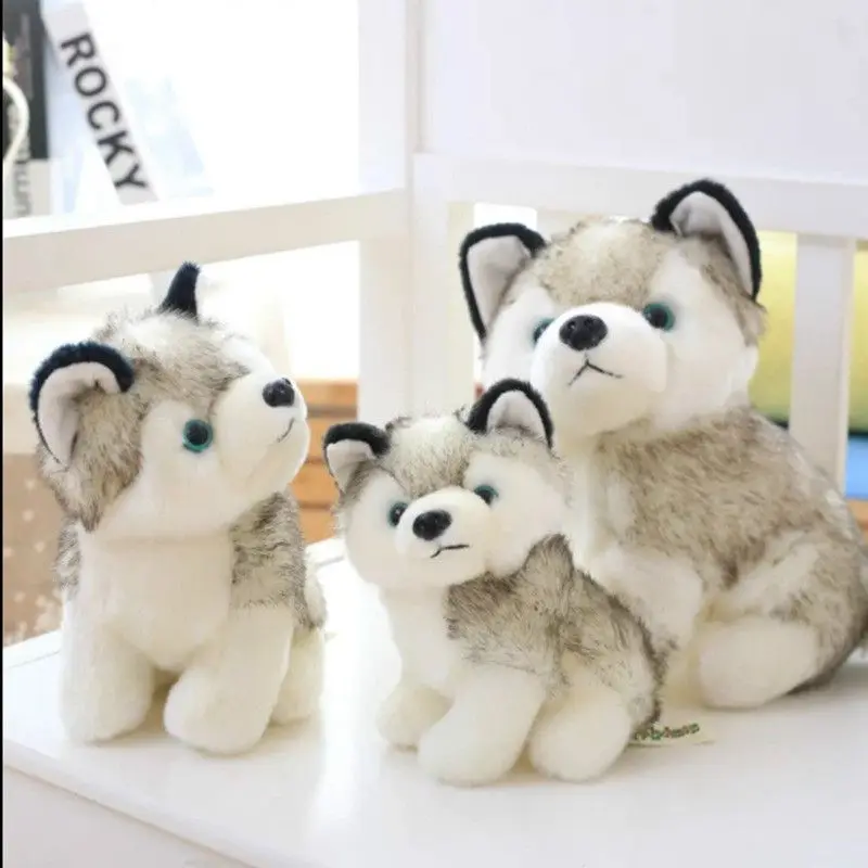 7" Realistic Husky Dog Plush Toy Stuffed Animal Soft Wolf Pet Doll Cute Kid Gift 