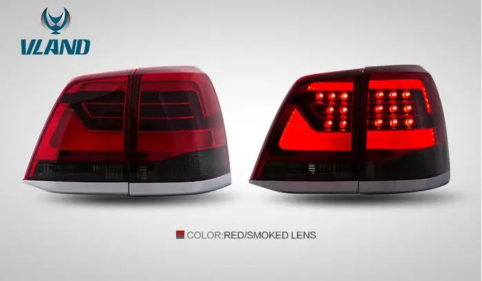 SMOKE and RED VLAND завод высокого качества для автомобиля задний светильник для LAND CRUSIER светодиодный дизайн задний светильник 2008 2011 - Цвет: SMOKE and RED