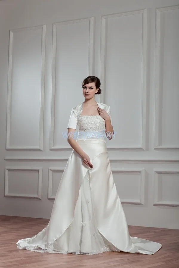 

free shipping 2013 new design short sleeve beading bridal gown high-end custom size/color with jacket Mother of the Bride Dress