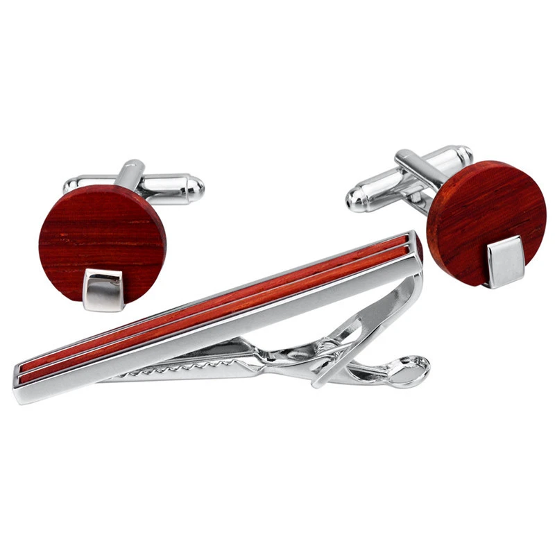 Brangdy high-end men and women mahogany tie clip cufflinks solid wood collar men's French shirt set Christmas | Украшения и