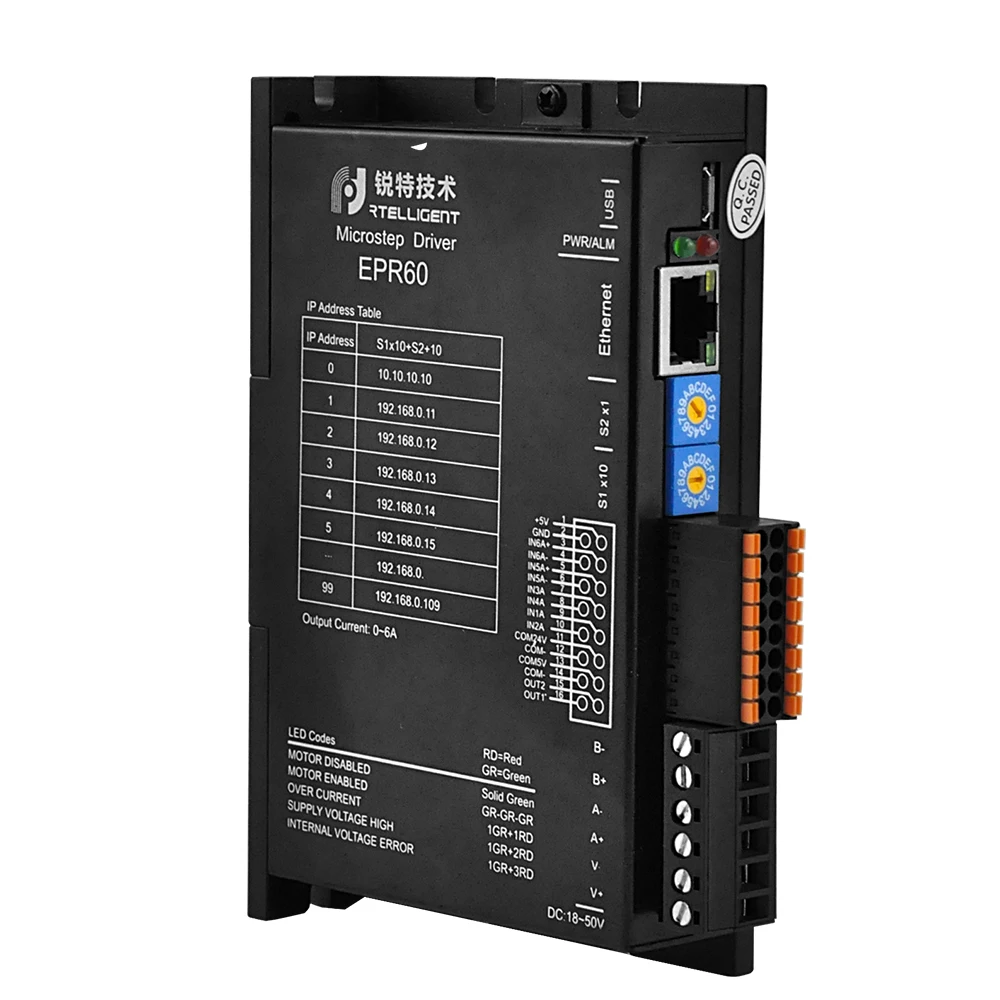 Rtelligent Nema 23 24 Драйвер шагового двигателя Ethernet Fieldbus EP серия принимает протокол MODBUS/TCP совместимый с 10 м/100 бит/с