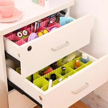 

New 4pcs DIY Plastic Adjustable Drawer Dividers Drawer Socks Make Up Drawer Divider Organizer Separators Makeup Clapboard