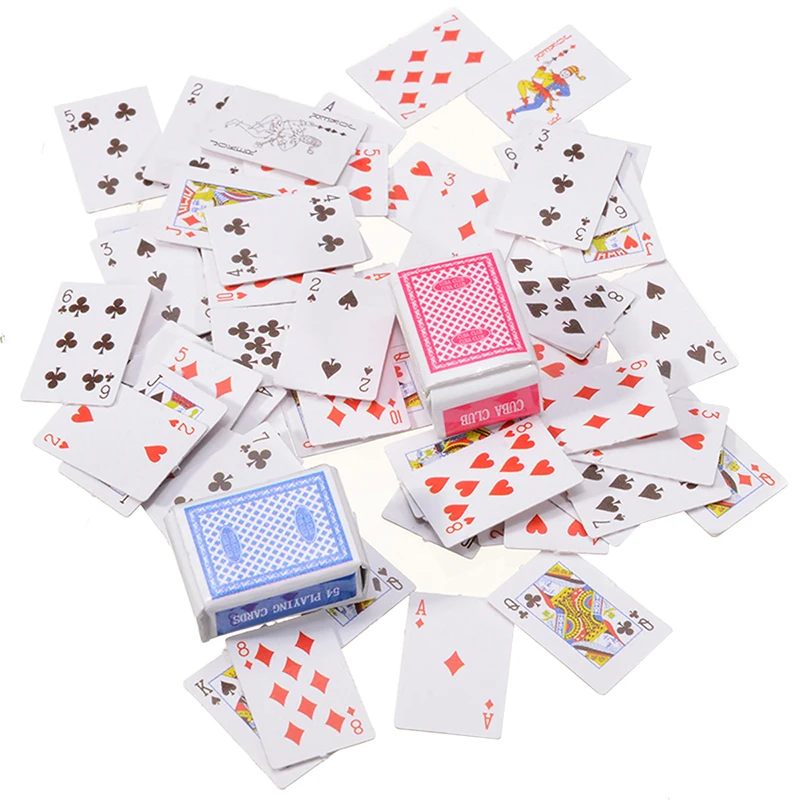 For 1/12 Dollhouse Mini Poker Playing Cards Style Random Funny Models Poker Cute Miniature Doll Toys Decorative Accessories