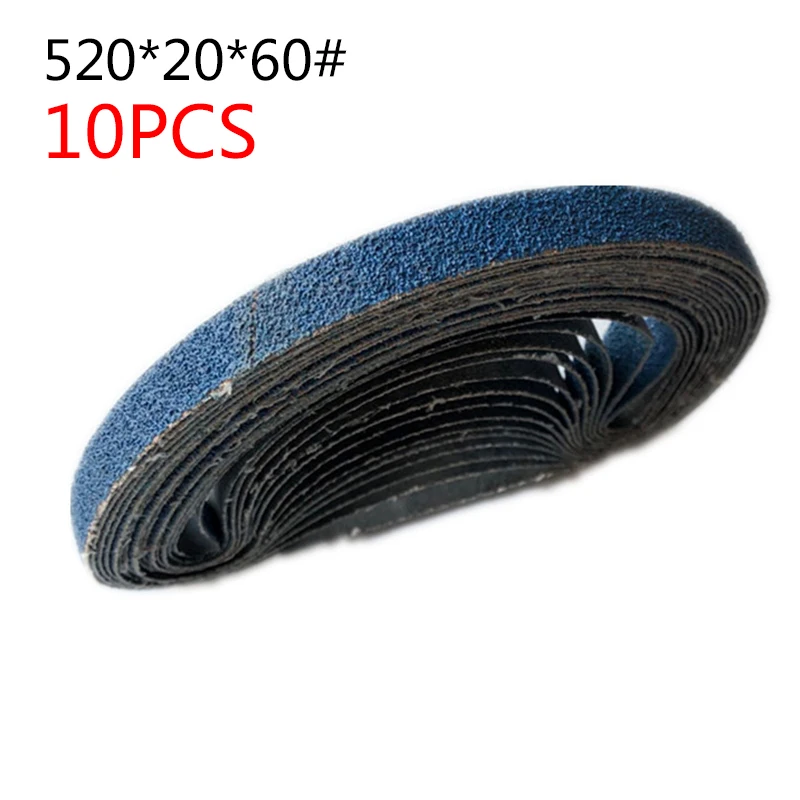 

New 10Pcs Alumina Blue Sanding Belt Band 520*20mm 40#/60#/80#/120# Grit dry wet abrasive tools