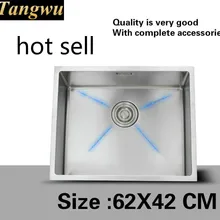 Модная кухонная ручная раковина одинарная мойка труба толстая 304 пищевая нержавеющая сталь Горячая 62x42 см