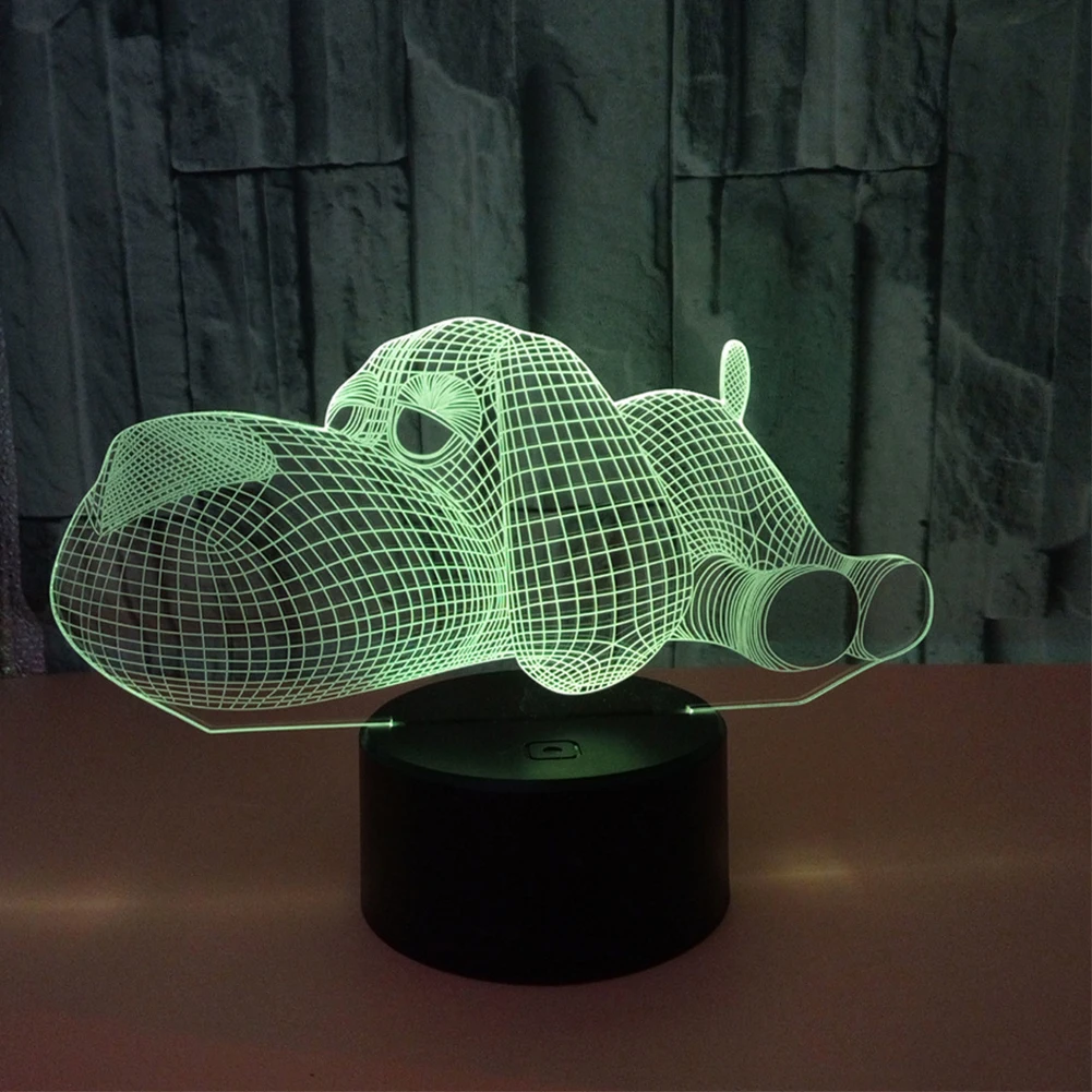 Сенсорный выключатель 3D Иллюзия LED настольная лампа прикроватная домашний декор 7 цветов оптический светодиодный ночной Светильник собаки в форме детская USB подарок
