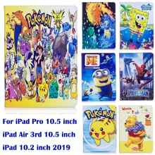Чехол-книжка с подставкой для Apple iPad 10,2 iPad Pro 10," iPad Air 3, чехол с рисунком Микки, покемона, миньонов, губки боба