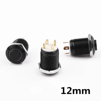 

Black Push Button Switch 4 Pin 12mm Waterproof Led Light Metal High Head Momentary/Latching Switches Self-locking/Self-reset