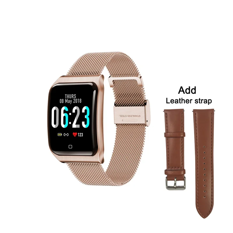 F9 Смарт-часы мужские 1,3 дюймов экран металлические часы сердечный ритм кровяное давление smartwatch водонепроницаемый IP68 бизнес умный Браслет - Цвет: Add Leather strap