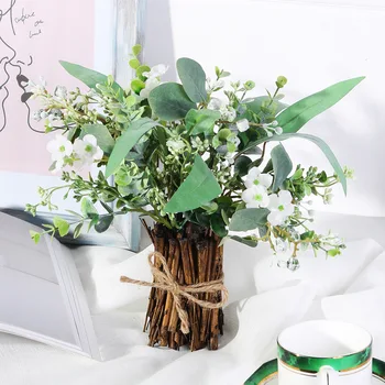 

NEW Nordic Artificial Plant Bonsai Eucalyptus Leaf Fake Bamboo Tree Branches for Decoration Home Garden Decor Fake Flower