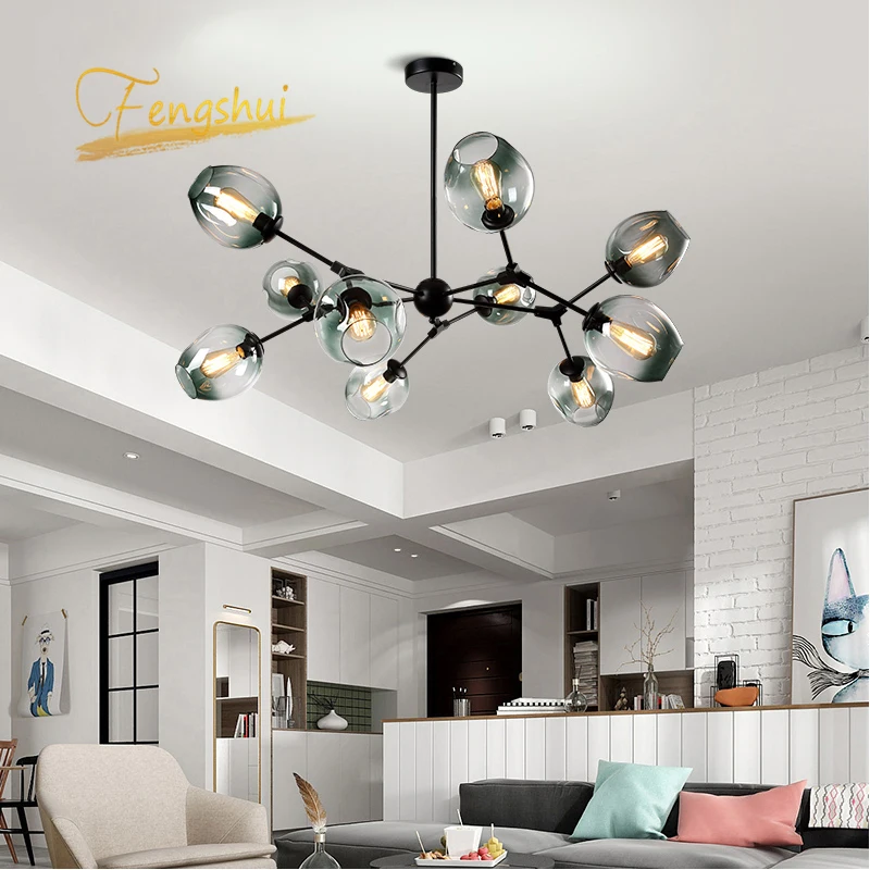 

Modern LED Pendant Light Molecular Lamp Pendant Ceiling Clothing Decor Glass Ball Lamp Living Room Bedroom Dining Room Luminaire