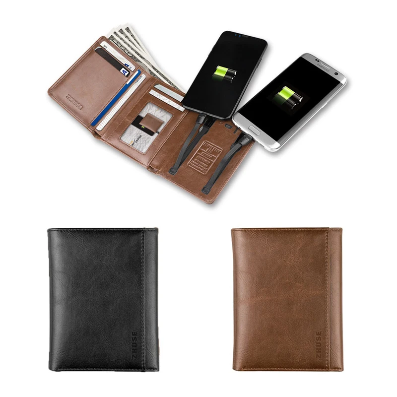 Men Women Smart Wallet With USB for Charging Wallet With Ipone Android Capacity 4000 mAh For Travel Saving Money Dropshipping Men Women Smart Wallet With USB for Charging Wallet With Ipone Android Capacity 4000 mAh For Travel Saving Money Dropshipping