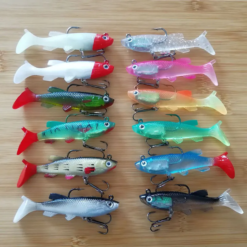 

New Style Lead Plating Fish Lure Set Lure Soft Bait T-Tail Lead Fish Head 12 Grams Fish Nightlights Set