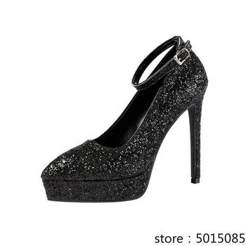 

13CM PUMPS high-heeled shoes with pointed toes and shallow mouth, one word waterproof platform, sexy women's