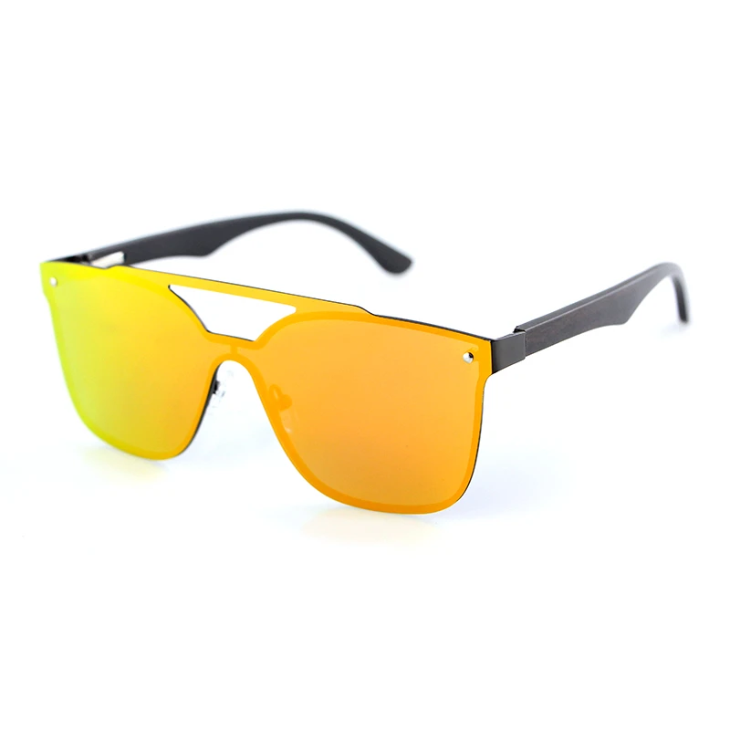 

Dropshipping Uv Polarized Classic Fashion Women Rimless Sunglasses One Piece Lens Shield Custom Your Logo Ebony Wood Sun Glasses