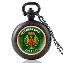 

Classic España Guardia Civil Tráfico Glass Cabochon Quartz Pocket Watch Vintage Men Women Pendant Necklace Watches Gifts